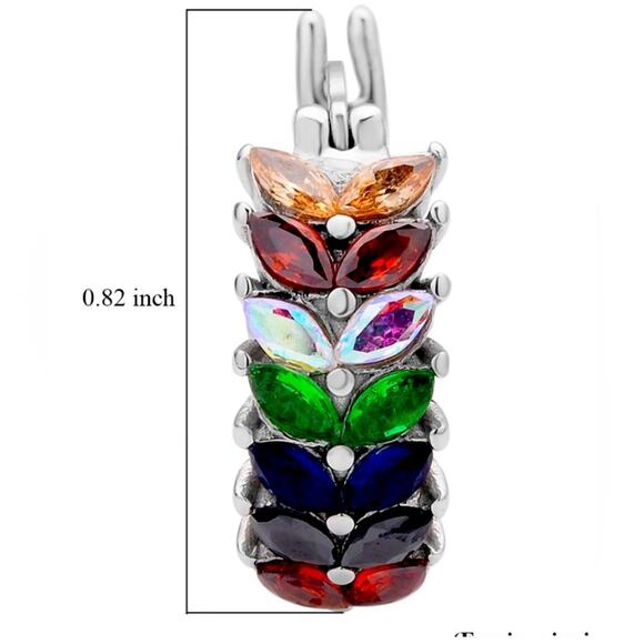 Multi color Austrian crystal Hoop Earrings in Stainless Steel - Picture 5 of 5